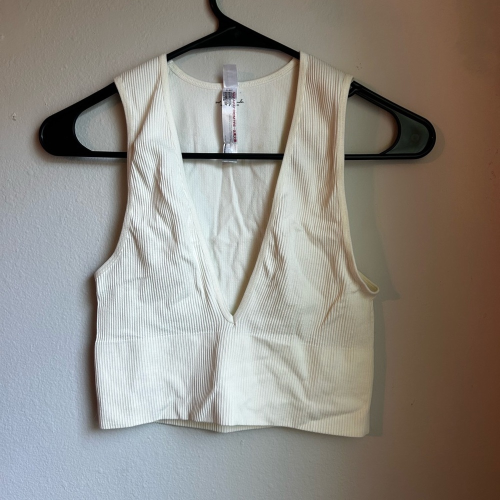 Urban Outfitters Cream Ribbed Tank Top